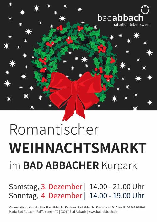 Romantischer Weihnachtsmarkt im Bad Abbacher Kurpark